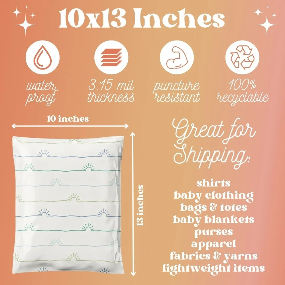 Blue‎ Sunshines Poly Mailers 10x13 Inch 100 Pack Shipping Supplies Cute Mailers